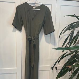 Army green crop jumpsuit